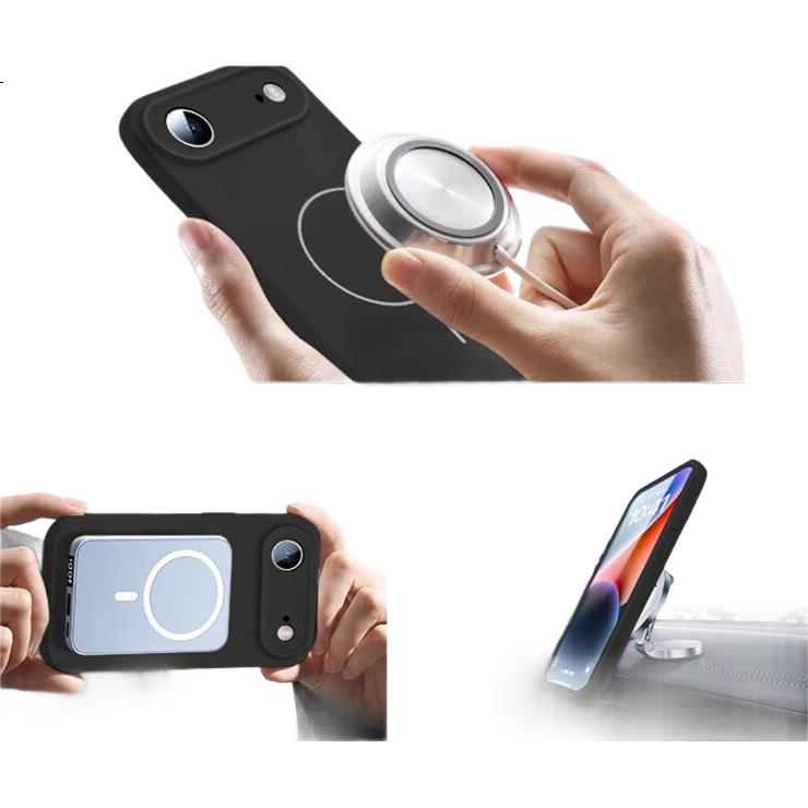 Чехол NEYAA для iPhone 17 Air, защита камеры, ультратонкий, Magsafe, жидкий силикон, противоударный, графитовый черный