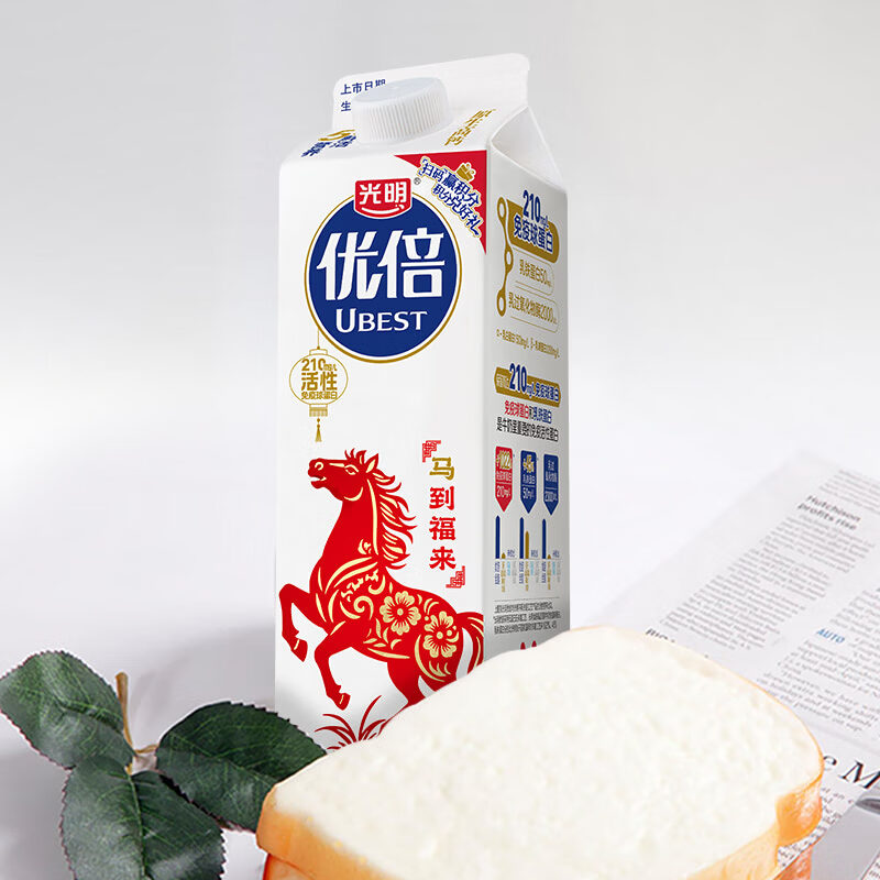 光明优倍全脂鲜牛奶950ml屋顶包巴氏杀菌 生鲜  低温奶