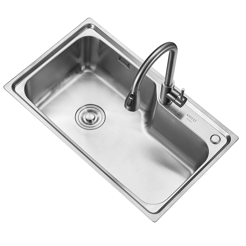 VATTI Kitchen Sink S1, Large Single Bowl Sink, Vegetable Washing Basin, Integrated Basin, 304 Stainless Steel Dishwashing Sink, Tabletop Or Countertop Installation Available