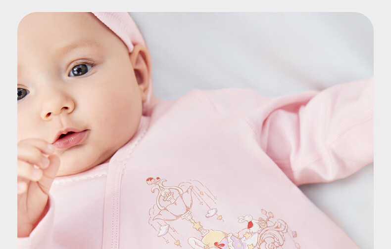 Babycare Baby Cotton Romper Newborn Bodysuit Full Moon Infant Clothing Champagne Pink 59cm 12