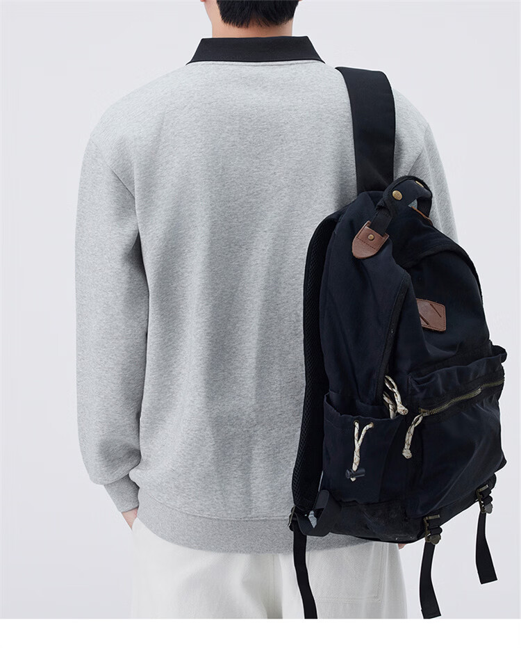 MARK FAIRWHALE Men's Sweatshirt Spring and Autumn Loose Casual Two-in-One Long Sleeve T-Shirt Men's Trendy Jacket Navy Blue XL 10