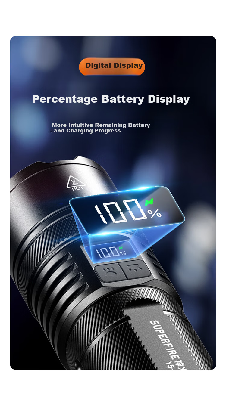 SupFire High-Power Flashlight Long Battery Life Outdoor Survival Ultra-Bright Lumen Home Outdoor Lighting Emergency Long-Range Spotlight 12