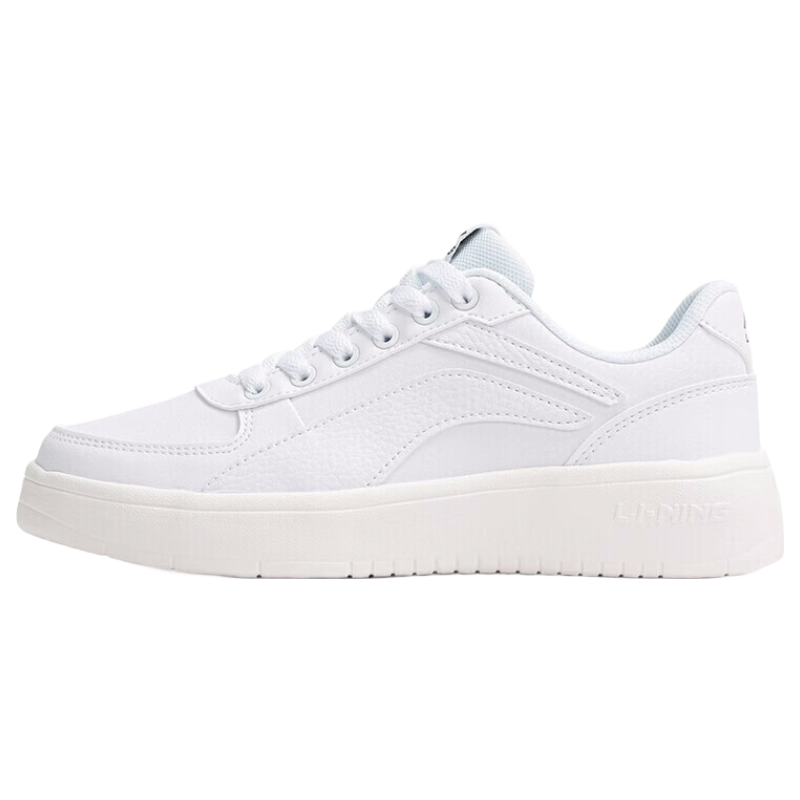 LI-NING Women's Comfortable Casual Sports Sneakers Trendy Thick-Soled White Shoes