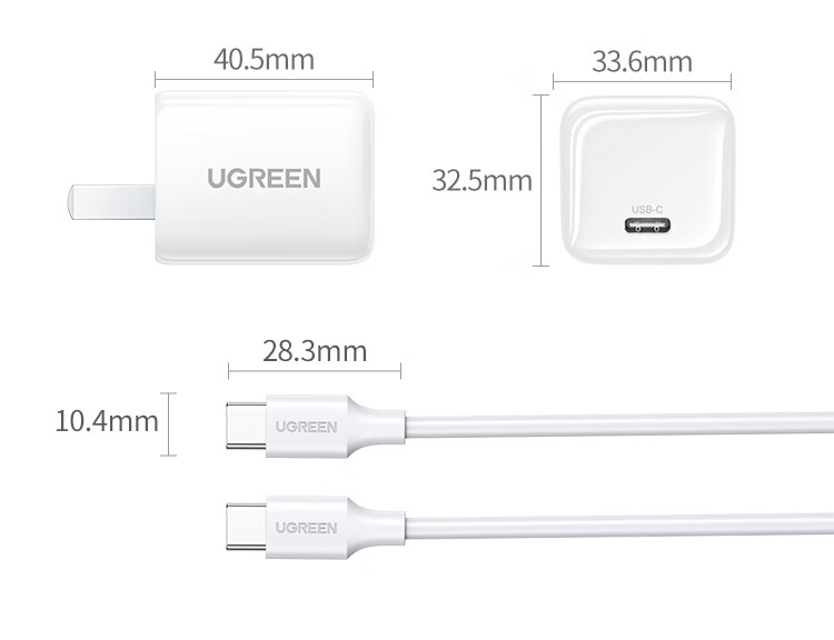 UGREEN Apple Charger PD30W Compatible with IPhone 17 Charger, Type-C GaN Fast Charging Adapter for IPhone 17 Pro Max/16/15 Air, Huawei Phones, IPad Tablets 24