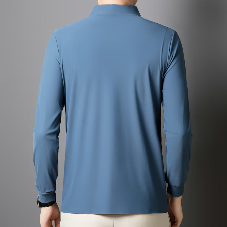 Hodo Men's Long Sleeve T-Shirt Summer Ice Silk Polo Shirt Wrinkle-Resistant Breathable Casual Top White M 22