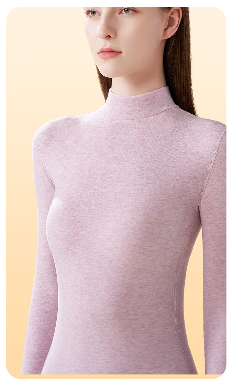 Miiow Women's Cashmere Silk Thermal Underwear Set 2025 Autumn Winter New High Neck Top and Bottom Warm Suit 4