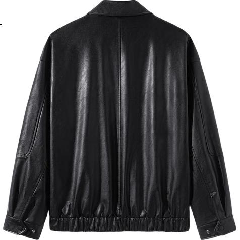 GXG Men's 2024 Lapel PU Leather Jacket Black 165/S