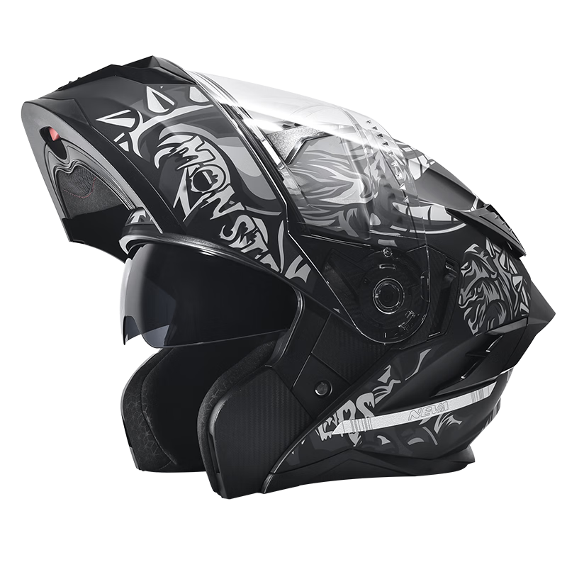 NEVA DOT Certified A1 Class Motorcycle Helmet Flip-up Winter Warm Anti-fog Dual Lens Safety Helmet