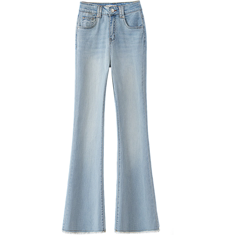 Cypress High-Waist Slim Washed Micro Flared Jeans for Women 2026 Spring New Fashion Slim Fit Denim Pants