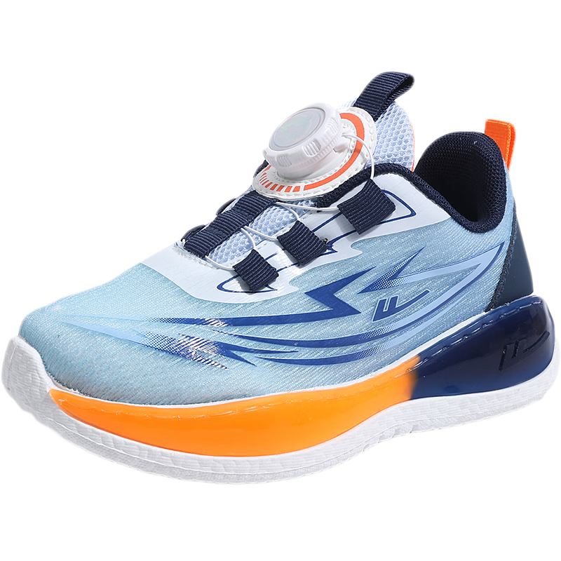 Warrior Kids Running Shoes with Dial Lock Sports Shoes for Older Children Campus Basketball Shoes WZ(CL)-2001 Blue Orange Size 29