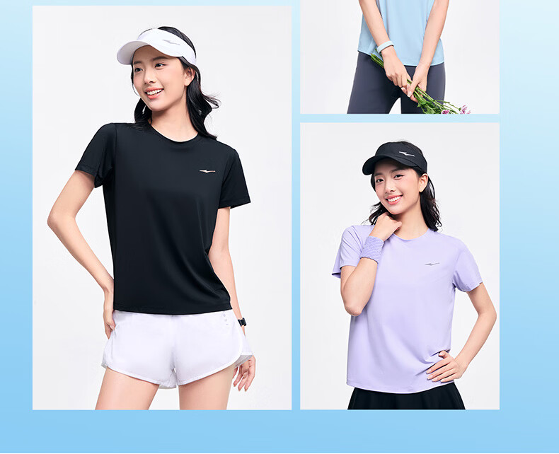 Erke Women's Sun Protection T-Shirt Short Sleeve Summer New Round Neck Moisture-Wicking Base Running Shirt Solid Color Top 9