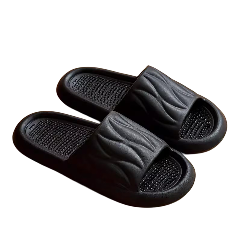 ABFE Men's and Women's Indoor Non-Slip Thick-Soled Bathroom Shower Slippers, Black, Size 42-43