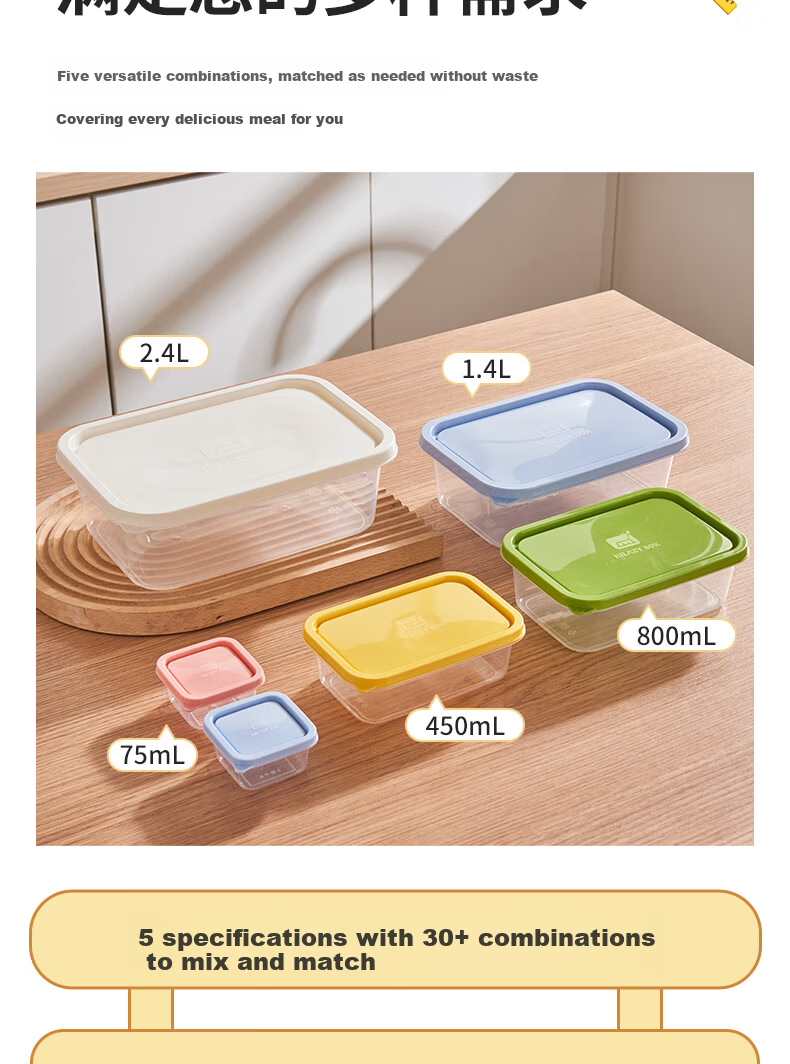 Fresh Life Disposable Biodegradable Eco-friendly Round Takeout Food Containers Light Meal Boxes 800mL*4 Sets 6