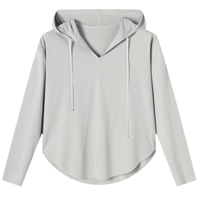 TonLion 2026 Spring Women's Hooded Long Sleeve T-Shirt Light Gray M