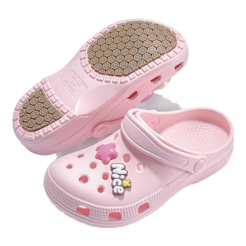 JD Original [Professional Non-Slip] EVA Children's Slippers, 3-6 Years Old Kids' Clogs, Children's Sandals, Summer Pink, Size 29-30