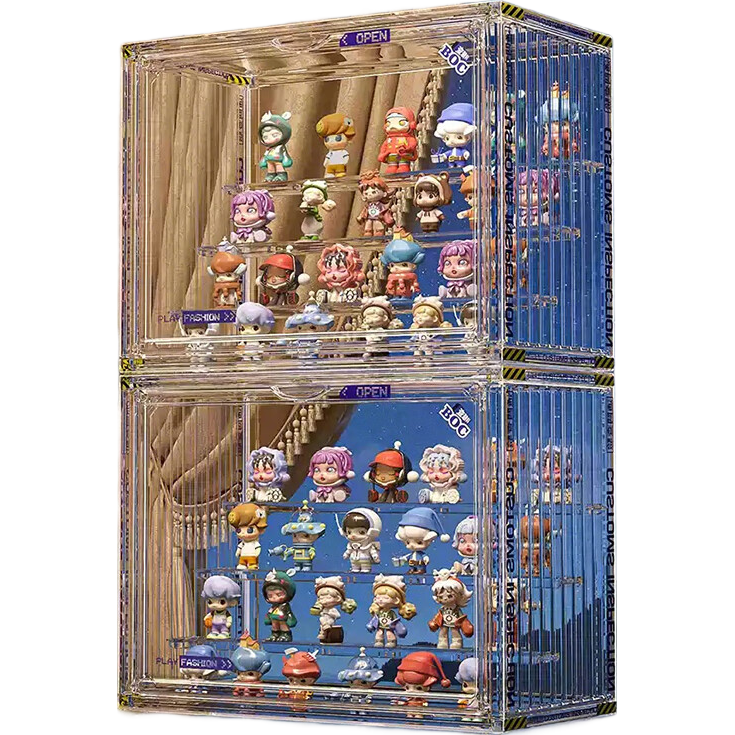 40,000 Kilometers Blind Box Storage Display Rack Transparent Dustproof Figure Storage Box Doll Labubu Pop Mart Model Display Cabinet