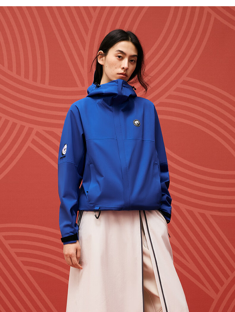 CAMEL Shu Embroidery Blue New Year Series Panda Softshell Jacket Unisex A34BA4L6169Q6 Classic Blue L 16