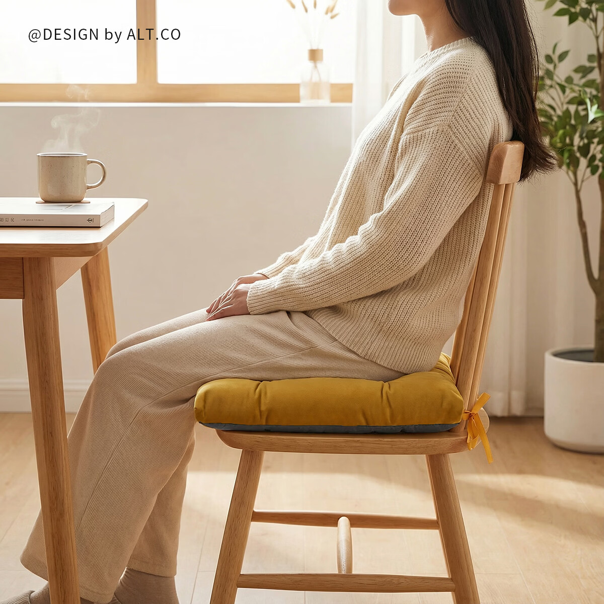 Ailute Office Seat Cushion Chair Pad Non-Slip Breathable Soft Cushion for Long Sitting All-Season Universal Stool Seat Dining Chair Cushion
