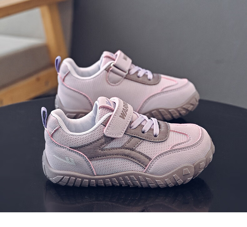 Warrior Kids Sports Shoes Children's Velcro Training Shoes Boys Lightweight Running Shoes WZ-2093 Dark Beige Wine Red Size 32 11