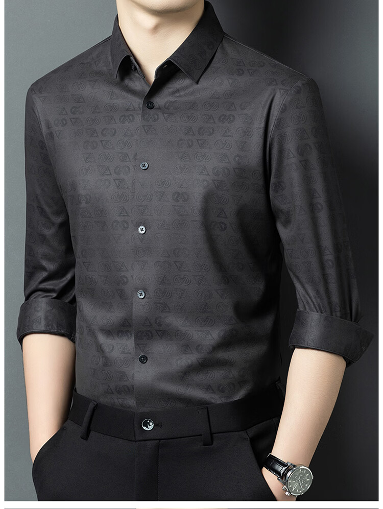 Edenbo Long Sleeve Micro Fleece Shirt Men Autumn Winter Cotton Wool Texture Top Dark Gray 180/96A (41) 15