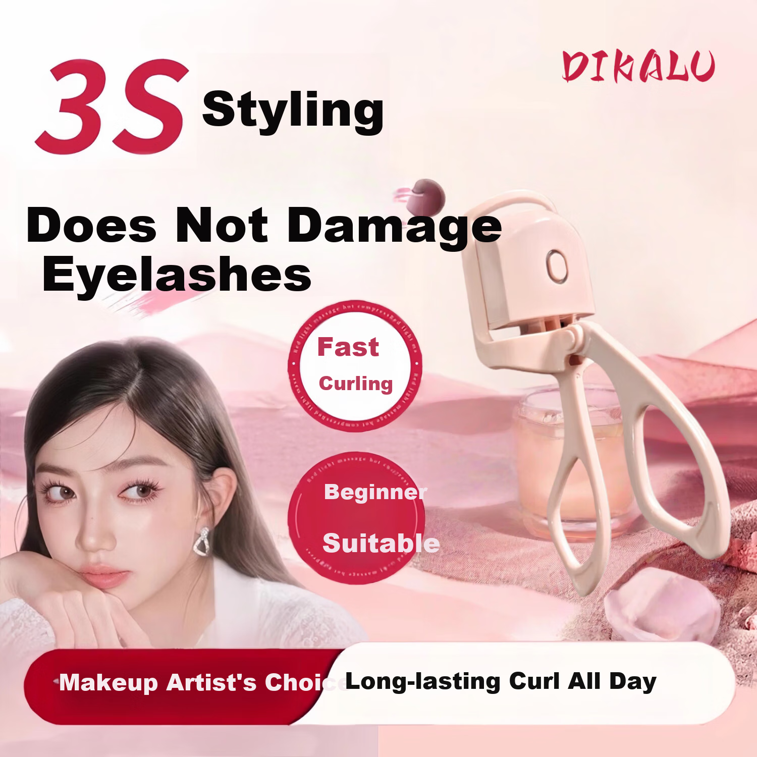 Dikalu Electric Eyelash Curler Heated Eyelash Perming Tool Electric Heated Eyelash Curler Eyelash Styling Device