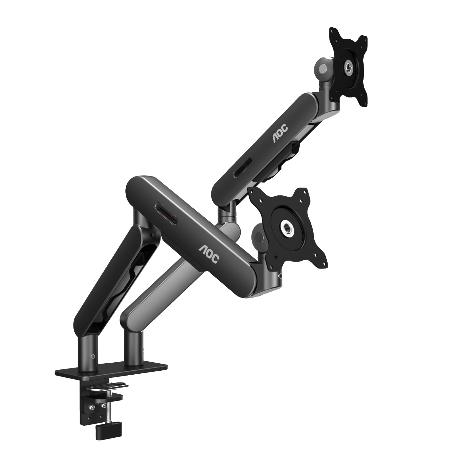 AOC Dual Monitor Stand Computer Workstation Riser Multi-Screen Adjustable Rotating Mechanical Arm Desk Screen Riser Display Stand AM420PLUS Silver Gray