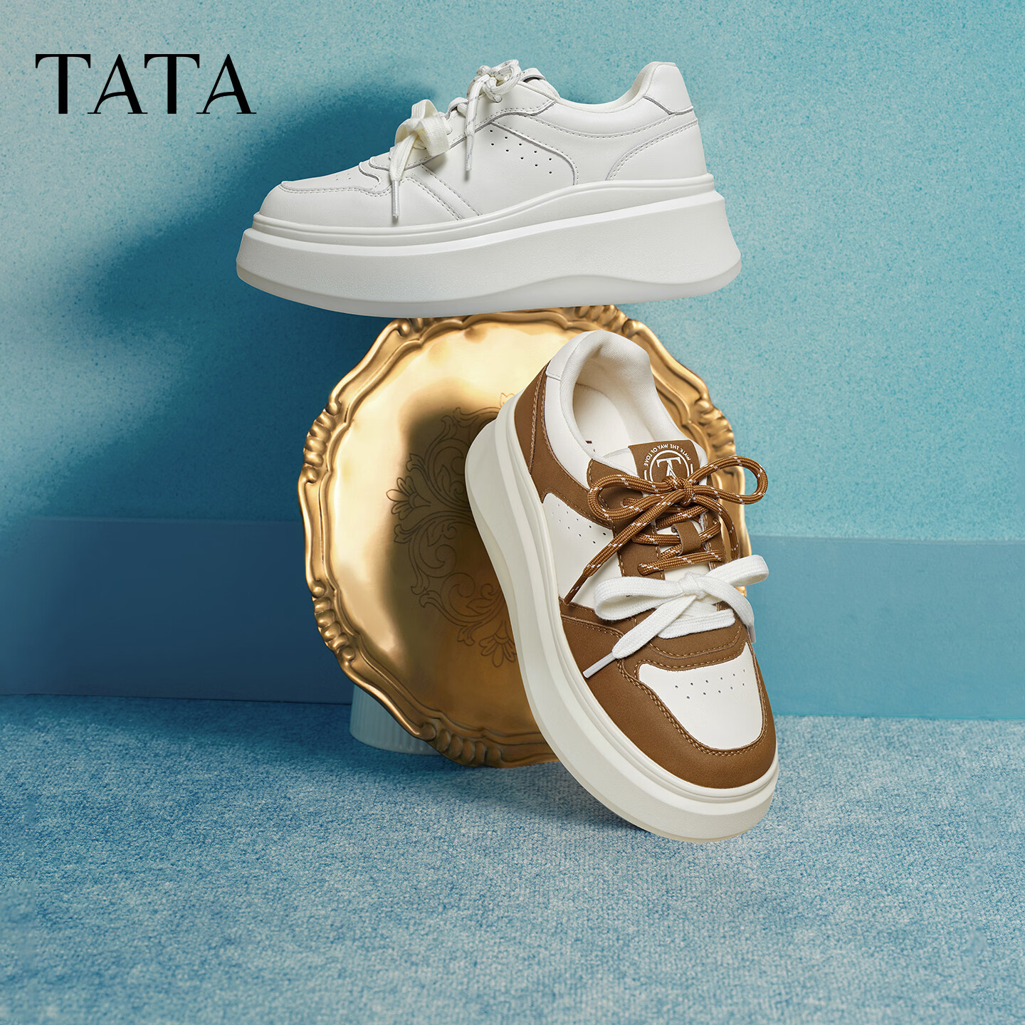 TATA 2026 Spring Fashion Casual Versatile Sneakers GCD11AM6 Beige/Brown Size 37