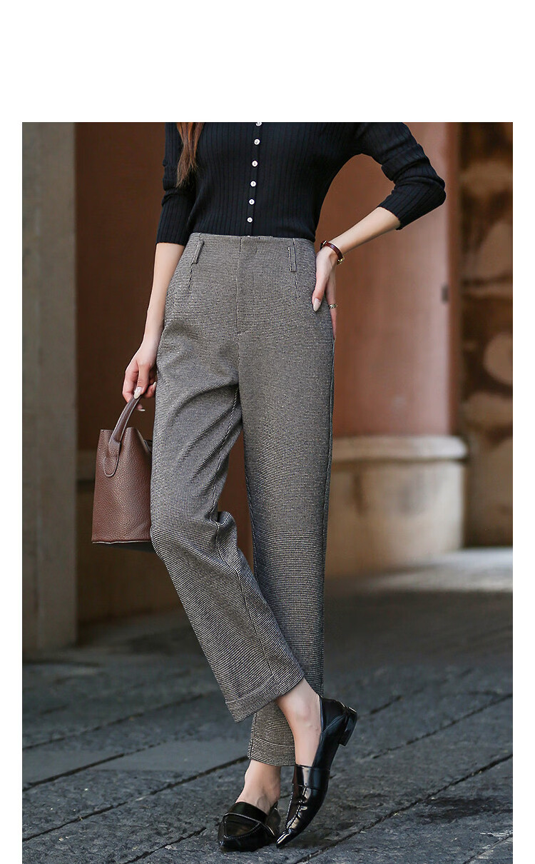 Demana Vintage Plaid Nine-Point Pencil Pants 25 Winter Natural Cuffed Casual Pants for Women Premium Feel with Heating Mini Heater 10