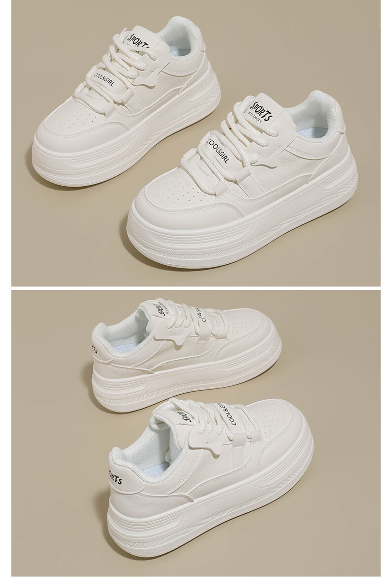 Cartelo Crocodile Women's White Sneakers Spring Fashion Simple Sports Casual Shoes Versatile Skate Shoes Beige 37 21