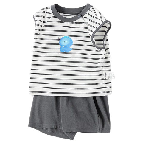 BALABALA Baby Short-Sleeve Set, Boys' Summer Outfit, Girls' Stylish Two-Piece Set, Fashionable And Cute, 209225119202
