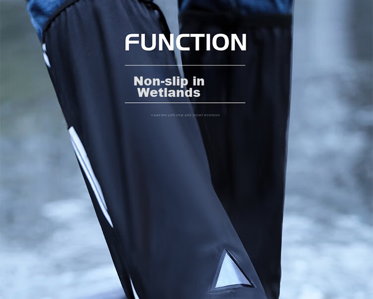 BWNK High Tube Rain Boot Covers Hiking Thickened Non-Slip Sandproof Foot Covers Outdoor Portable Unisex Rain Boots M Size Black 8