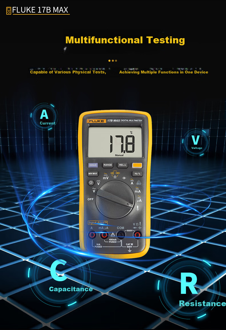 FLUKE 15B MAX KIT Digital Multimeter, High-Precision Smart Electrician Meter, Multimeter, Multi-Purpose Ammeter 8