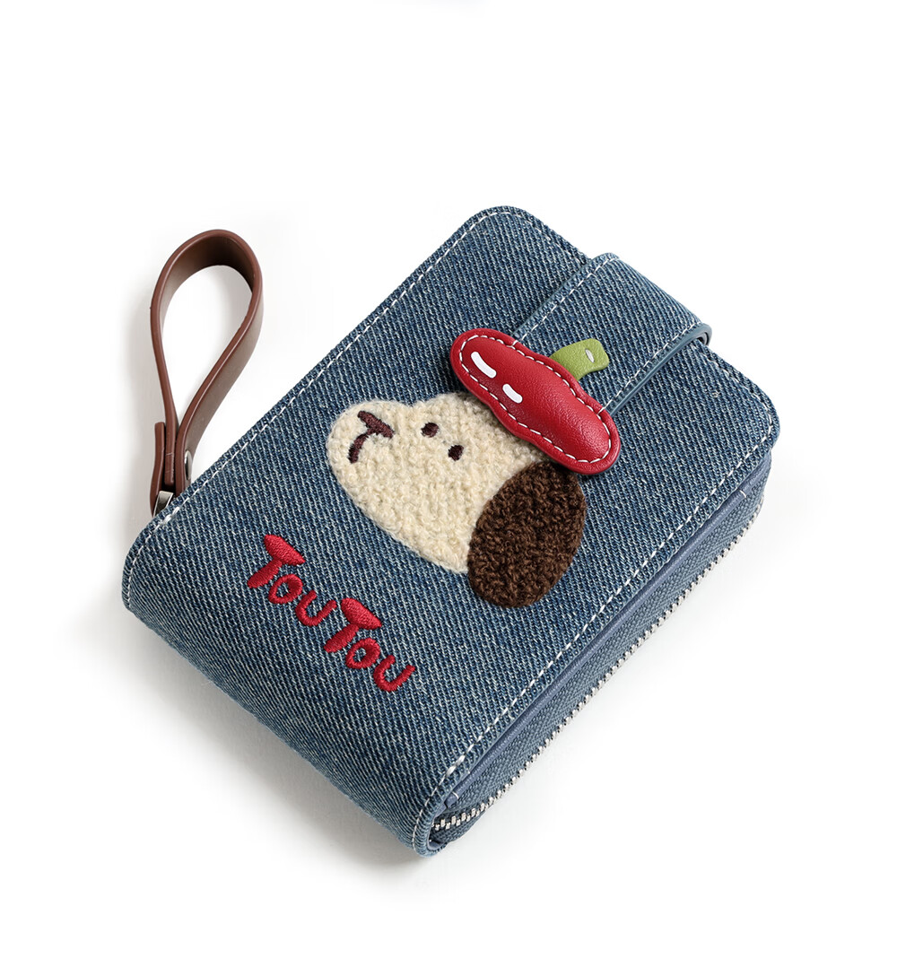 Toutou 2026 New Style Wallet Pork Floss Dog Denim Card Holder ID Storage Coin Purse Girl Birthday Gift for Girlfriend 31