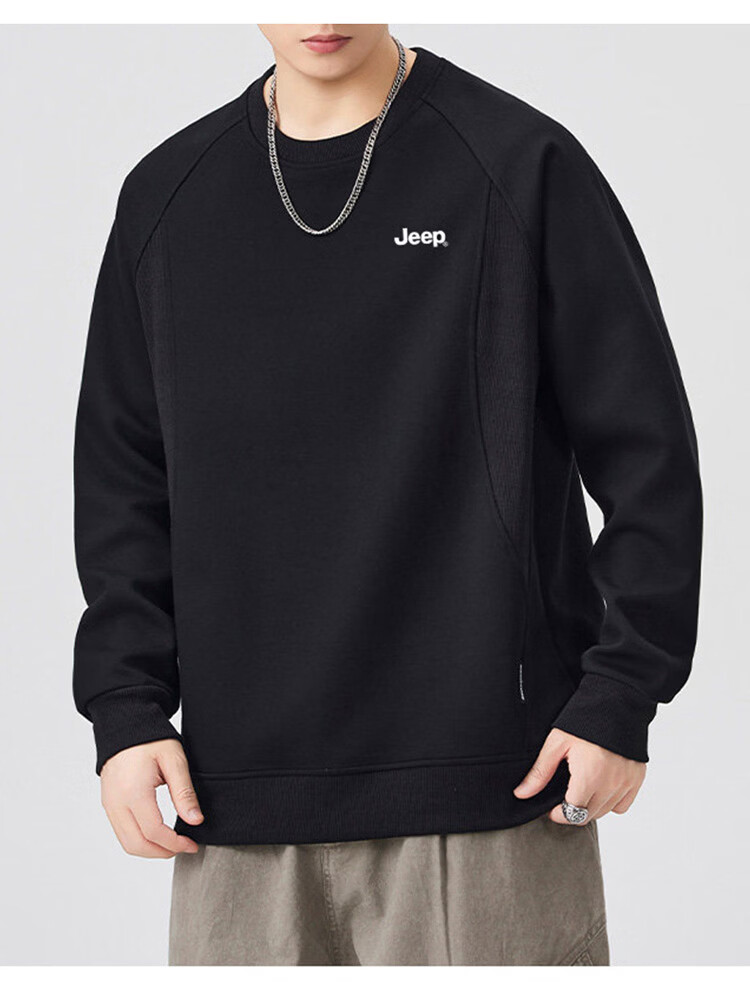 JEEP Men's Spring Autumn Crew Neck Long Sleeve Sweatshirt Casual Trendy Versatile Men's Clothing Heather Gray XL 16