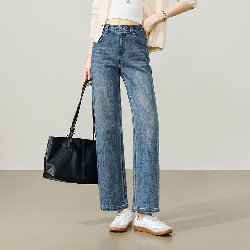 ESE-Y Women's 9/10 Straight-Leg Jeans 2026 Spring New Slim Fit Petite Denim Pants Blue 28