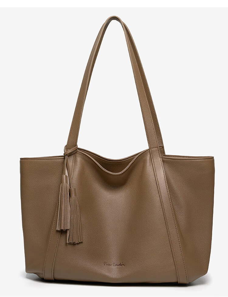 Pierre Cardin Women's Bag 2026 New First Layer Cowhide Large Capacity Commuter Tote Bag Women's Day Gift Black Gift Box Set 15