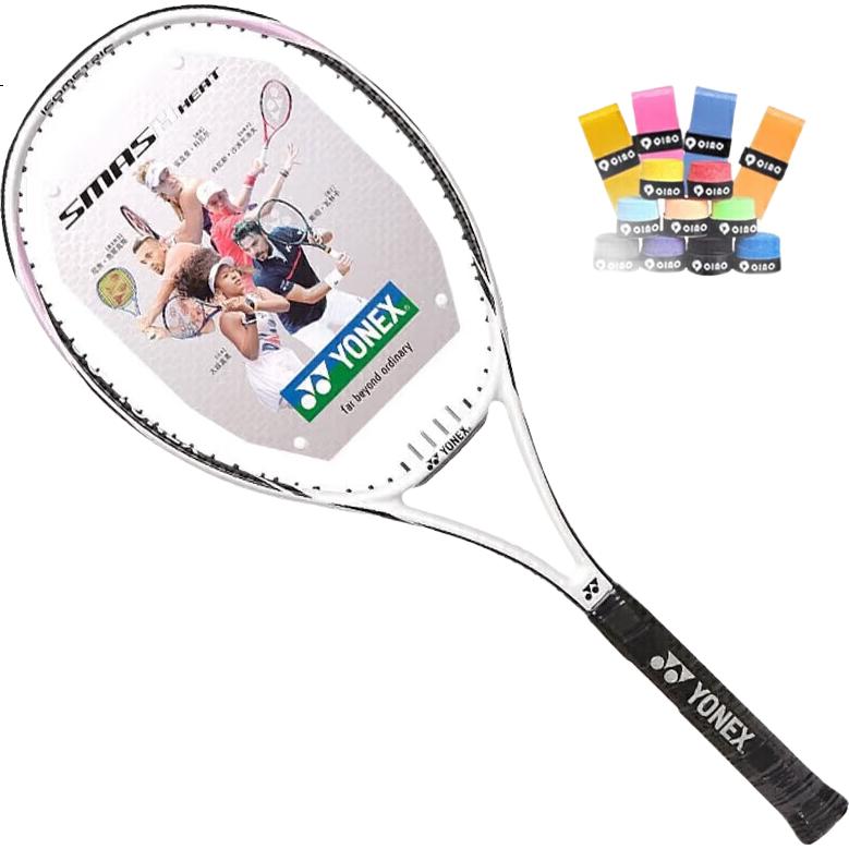 Теннисная ракетка YONEX SMASH HEAT, композитная, для начинающих и продвинутых, белая, преднатянутая, с подарками