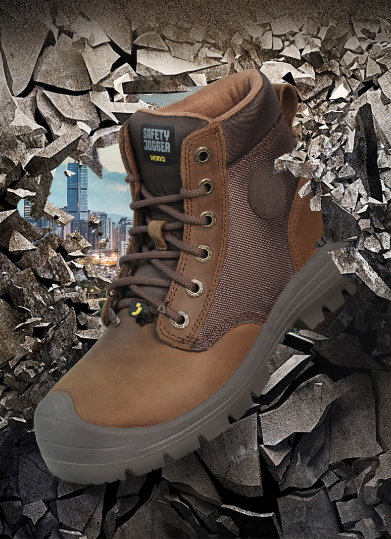 SAFETY JOGGER DAKAR Brown Men's Safety Work Shoes Anti-Smash, Anti-Puncture, Anti-Static, Wear-Resistant Size 39 2