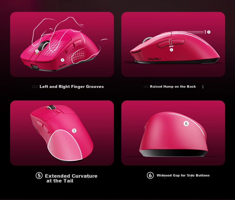 DAREU AE7 Lightweight Wireless Mouse Flagship Magnetic Wireless Charging Gaming Office Mouse Tri-Mode Connection Asymmetric Right-Handed Minimalist Ergonomic 7