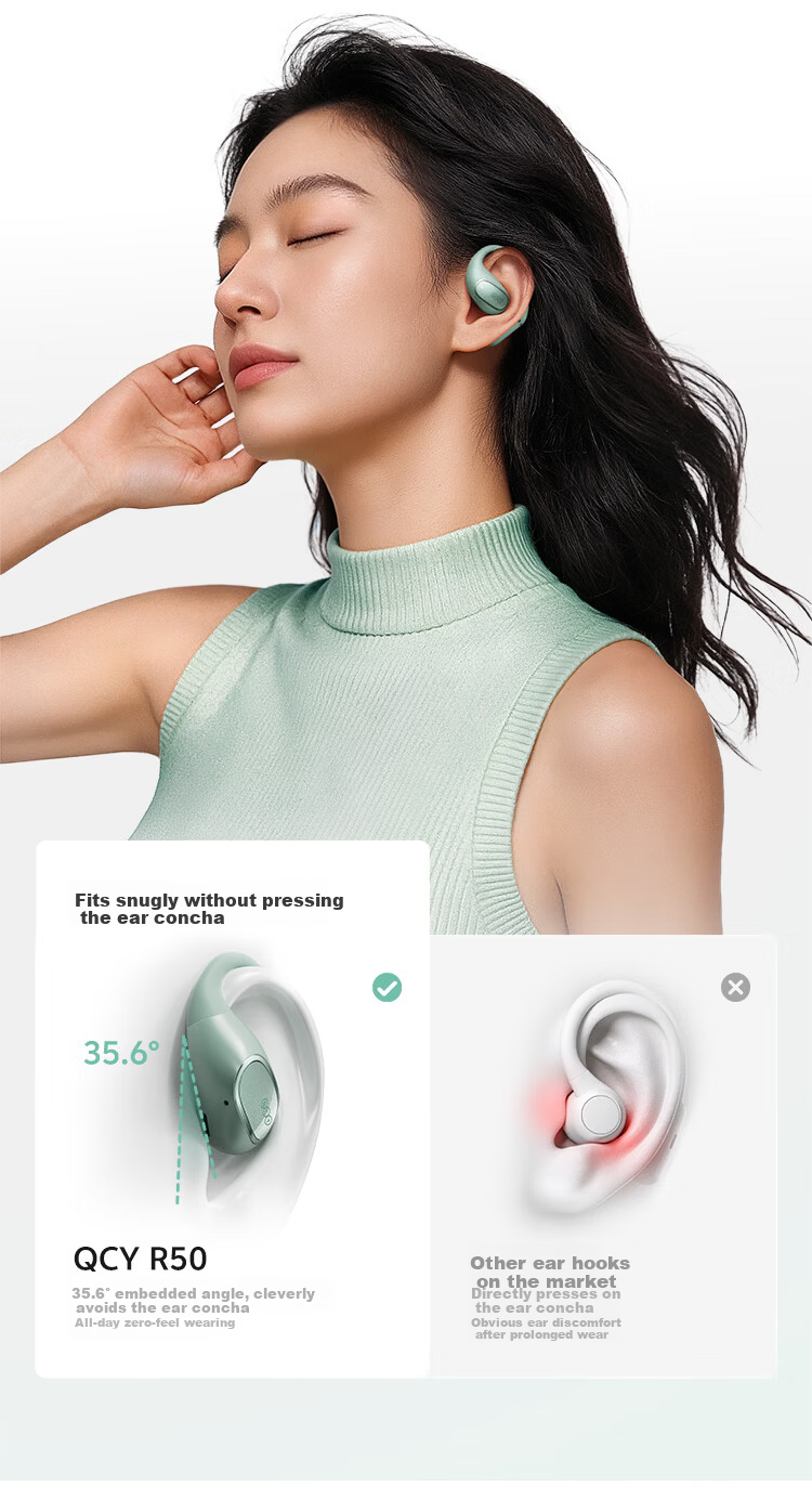 QCY Crossky R50 Open-Ear Bone Conduction True Wireless In-Ear Bluetooth Headphones Silver 5