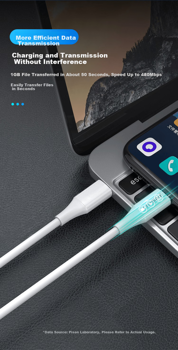 PISEN Apple 16/15 Charging Cable Dual Type-C Data Cable PD 60W Fast Charging CtoC Car Charger CarPlay Compatible 4