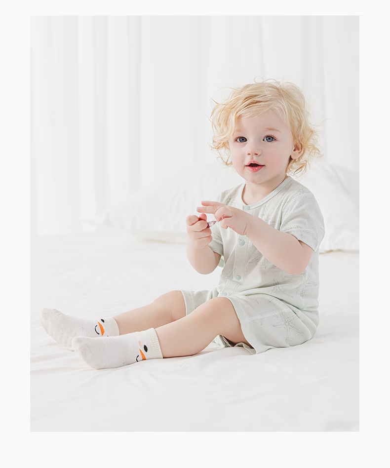 Guaiqi Bear Infant Short Sleeve Romper Summer Thin Breathable Sleepwear Unisex Baby Modal Homewear Crawling Suit 2