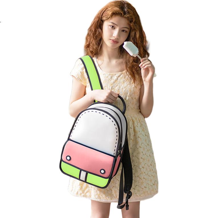 Рюкзак JumpFromPaper Medium 3D Adventure Comic Book Bag, цвет "Матча Розовый"