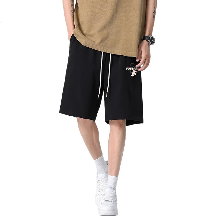 Foss Phil Men's Shorts, Summer Ice Silk Thin Casual Five-Point Pants, Loose Versatile Sports Trousers, FPD04 Black, Size M