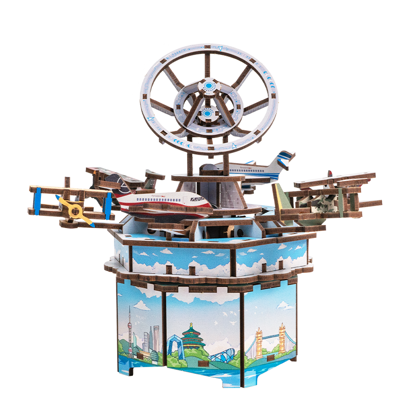 Tongqu Sky Trajectory Music Box, Handmade Assembly Building Blocks Toy, 3D Puzzle Music Box Ornament, Birthday Gift for Boys