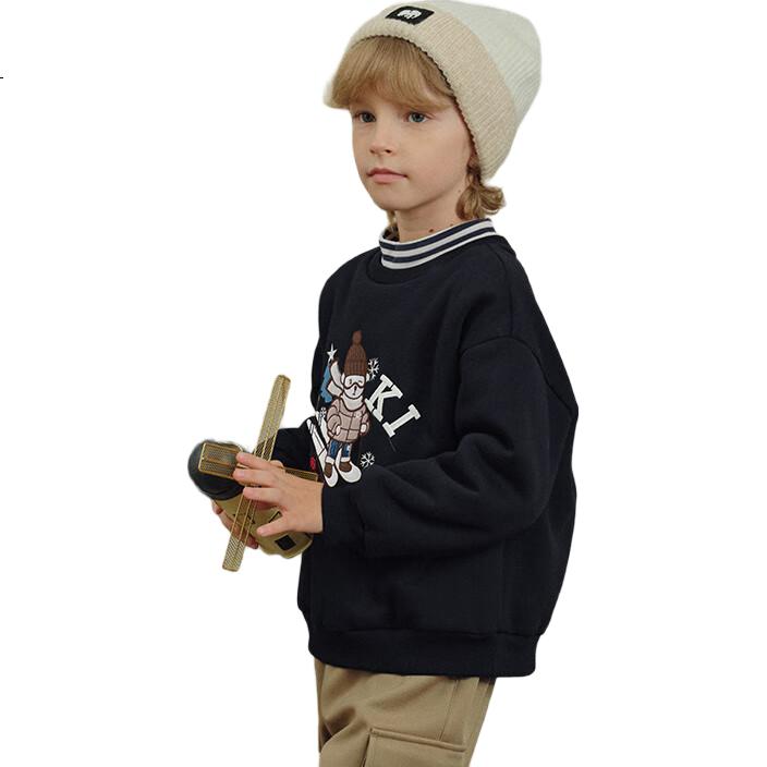 DAVE & BELLA Children's Fleece-Lined Sweatshirt, Girls' Autumn And Winter Wear, Boys' Clothing, Girls' Turtleneck Top, Children's Apparel
