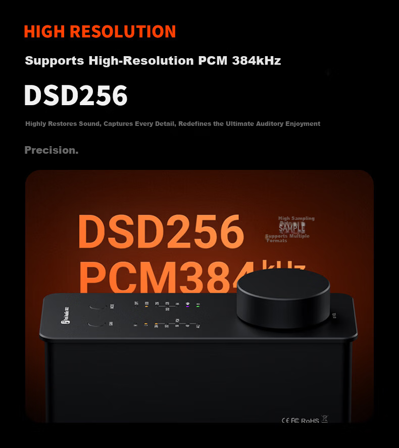 FOSI AUDIO SK02 Desktop Headphone Amplifier and DAC All-in-One High-Fidelity Portable USB Decoder SK02 Orange 7