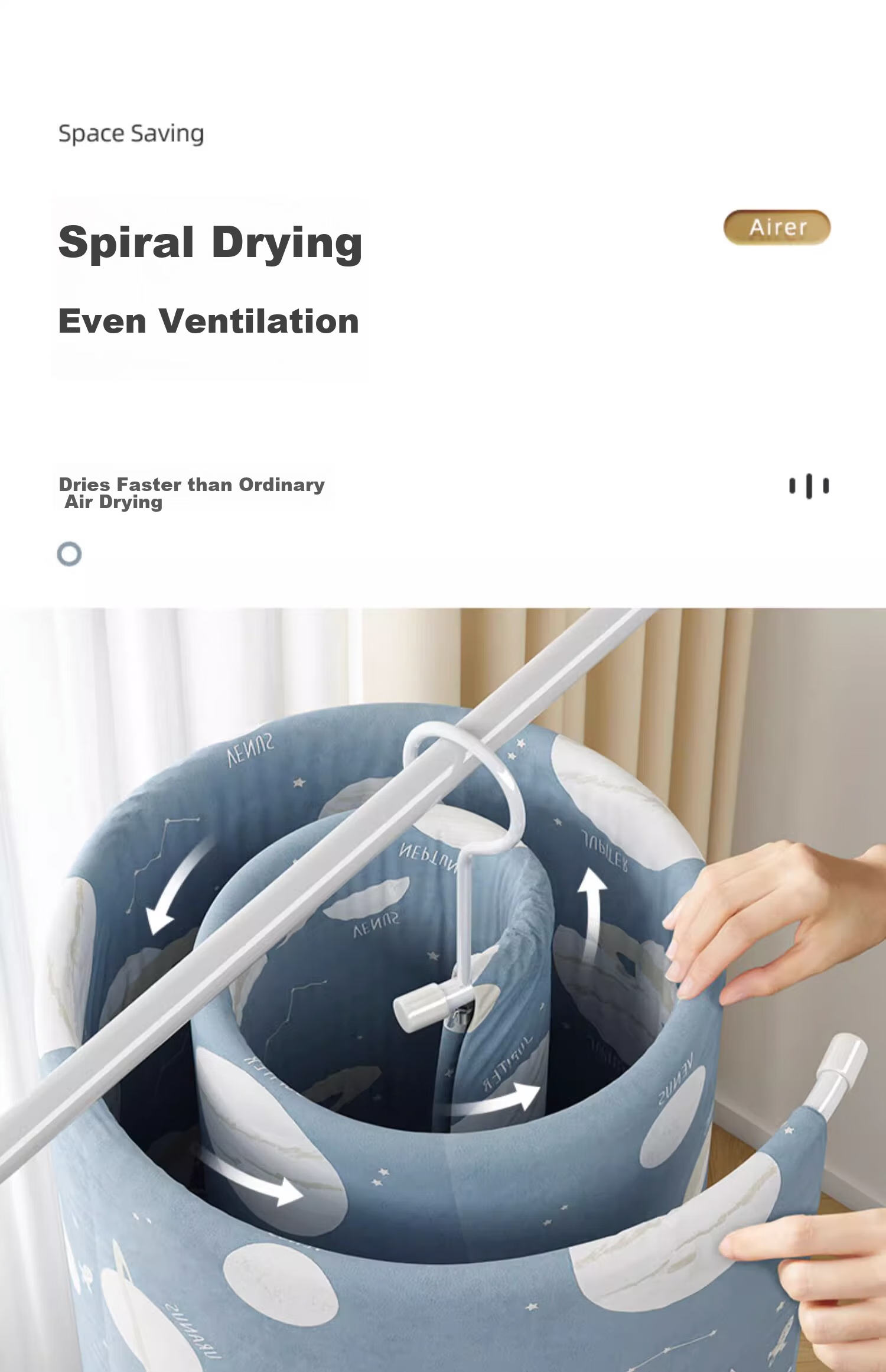 YOUQIN Spiral Clothes Drying Rack for Balcony And Home Use, Large Round Rotating Hanger for Sunbathing Bedsheets And Quilts 4