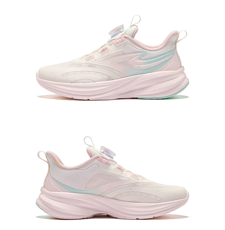 ERKE Kids Unisex Shock-Absorbing Sports Shoes Children's Dial Buckle Lightweight Running Shoes White/Summer Coconut Blue Size 36 50