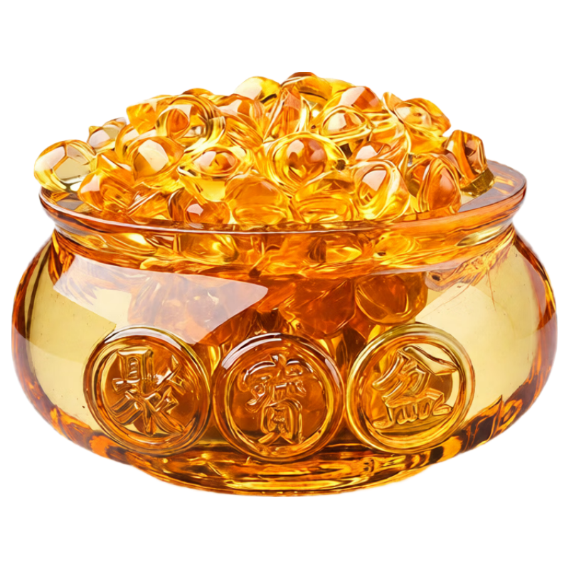 Bledilait Yellow Crystal Treasure Basin Glass Ingot Ornament Horse Year Wealth Attraction Home Decor Housewarming Opening Gift Decoration
